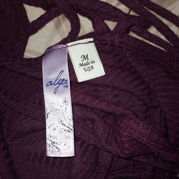 ALYA PLUM CRISSCROSS BACK SWING DRESS SZ.M EUC - Picture 3 of 3